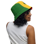 The Pan African/Rastafari reversible bucket hat features vibrant colors and symbols that celebrate African heritage & Rastafarian culture. One side showcases the bold Pan African flag colors, with the Ankh symbol. The other side incorporates The Rastafarian Lion of Judah & the bright Rastafarian colors. The hat is made from breathable fabric, Its reversibility allows for versatile styling, making it a fashionable accessory for those who embrace Pan Africanism and Rastafarian beliefs.